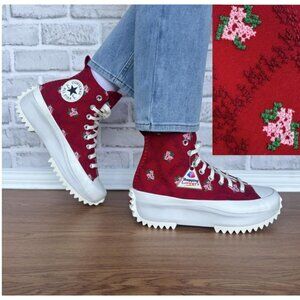 ❤️CONVERSE Run Star Hike Hi Platform Rose Cross Stitch 8.5 Women Sneaker A14885C